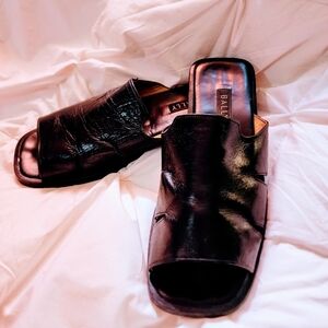 HIGH END Bally Goman Black Italian Leather Sandals Shoes